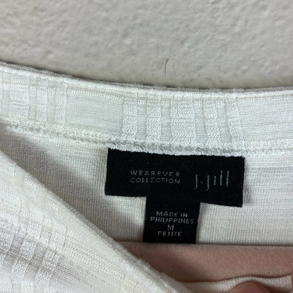 J. Jill Wearever Collection 3/4 Sleeve Textured Tunic Off-White Size M Petite - Picture 3 of 9
